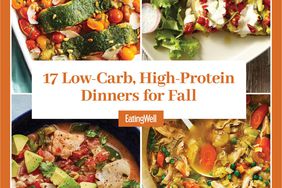Collage de cena de alta proteína o baja en carbohidratos de otoño