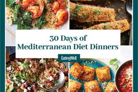 Collage de fotos de recetas de cenas de dieta mediterránea de 30 días