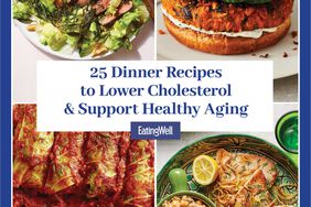 Collage de 25 recetas de cena que reducen el colesterol y apoyan el envejecimiento saludable