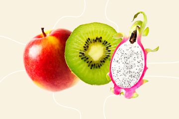 Dragon Fruit, Kiwi, fondo de diseño de manzana