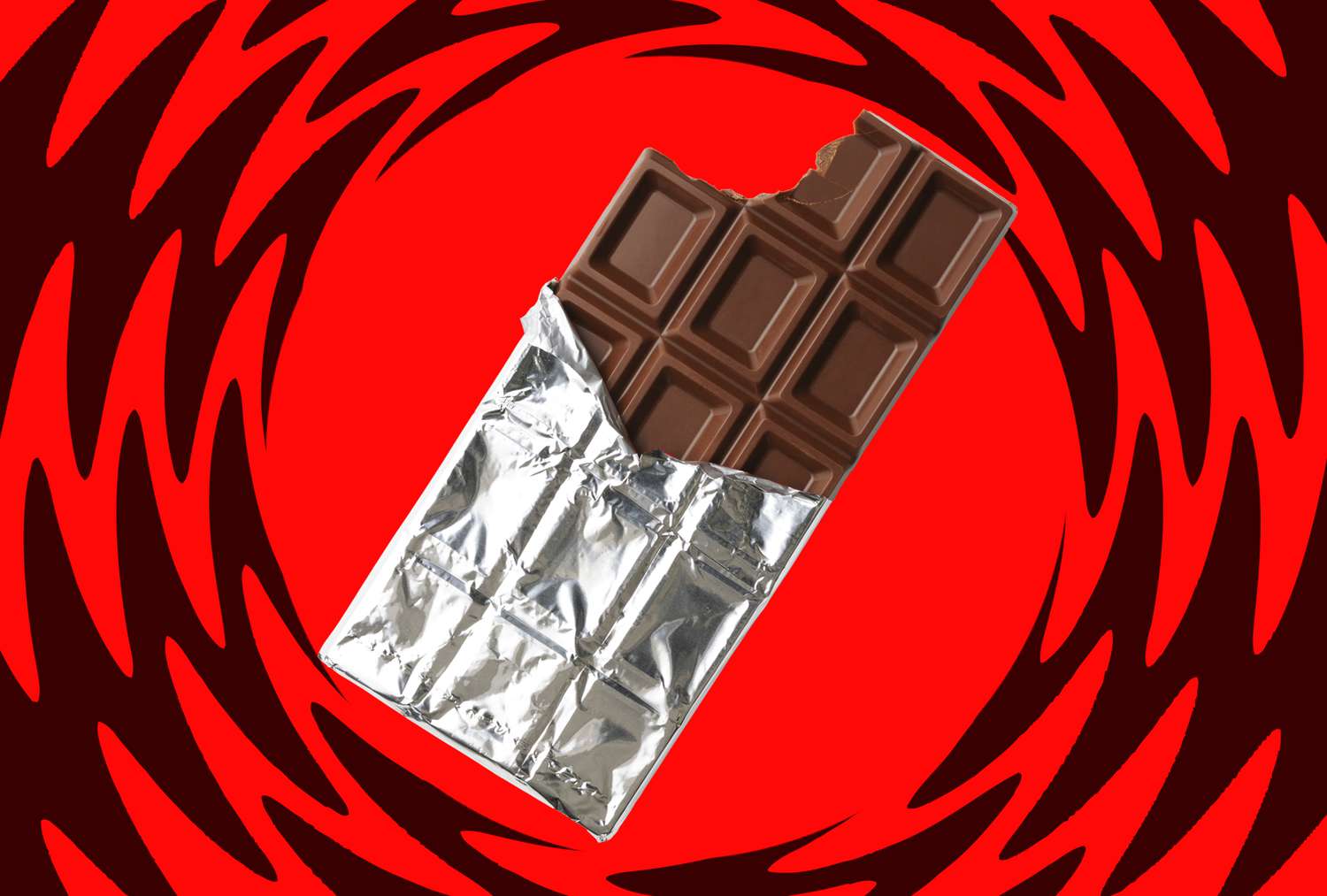 Foto de una barra de chocolate mordida