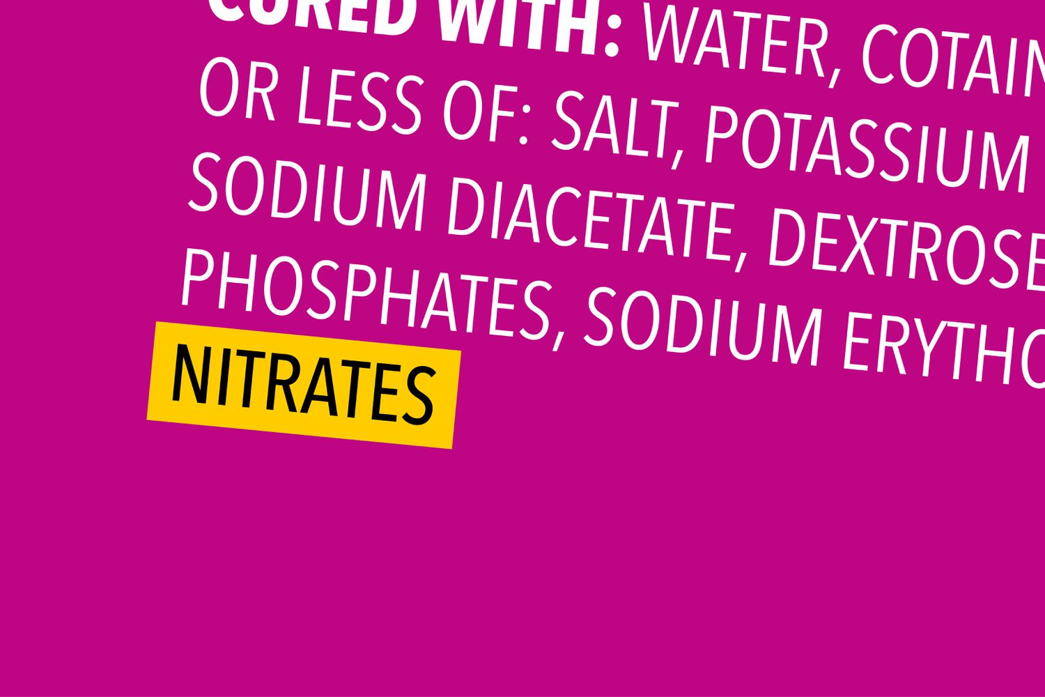 Etiqueta del alimento con nitratos resaltados en amarillo