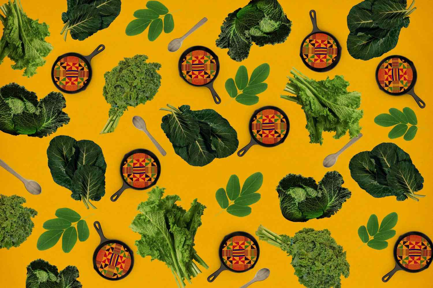 Collage de dieta del patrimonio africano con varios verdes y patrones