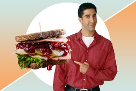 Foto del sándwich de David Schwimer, quien interpreta a Los Geller y la cena de Acción de Gracias