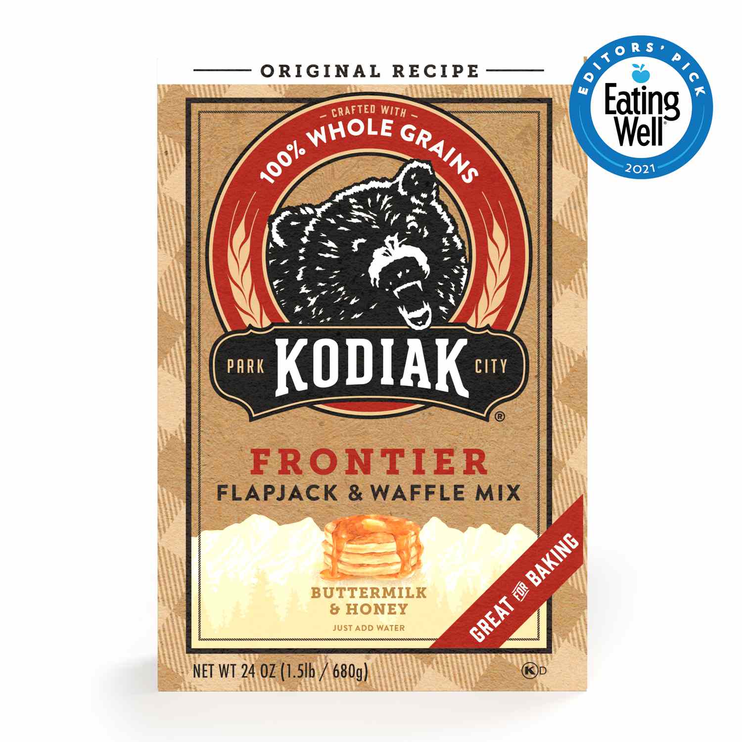 Kodiak Cakes Frontier Flapjack y mezcla de gofres, suero de leche y miel
