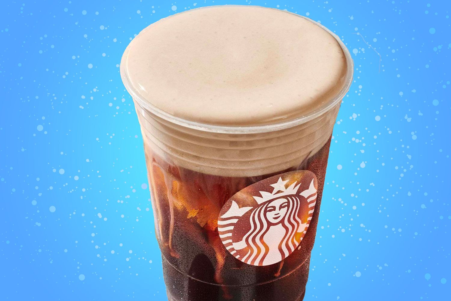 Bebida fría de Starbucks sobre fondo diseñado