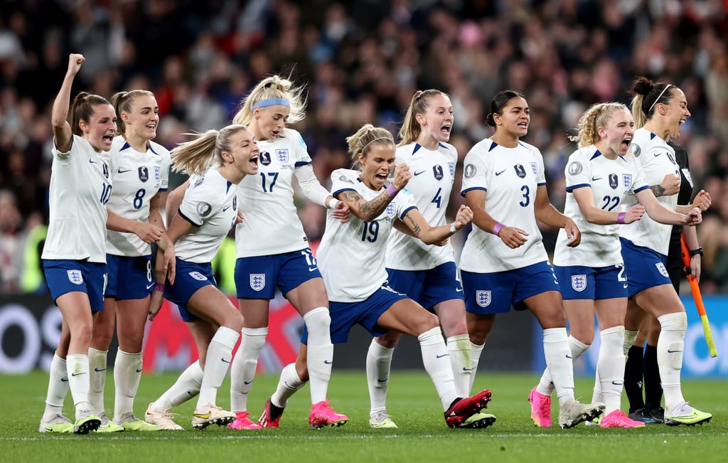 Londres, Inglaterr a-abril 6: 6 de abril de 2023 en la primera ronda de finales femeninas en el estadio Wembley en Londres, Inglaterra, el equipo nacional inglés (foto de Naomi Baker- The Fa/The Fa a través de Getty Images).