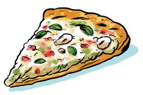 Ilustraciones de pizza de pavo, arándanos y repollo de brote